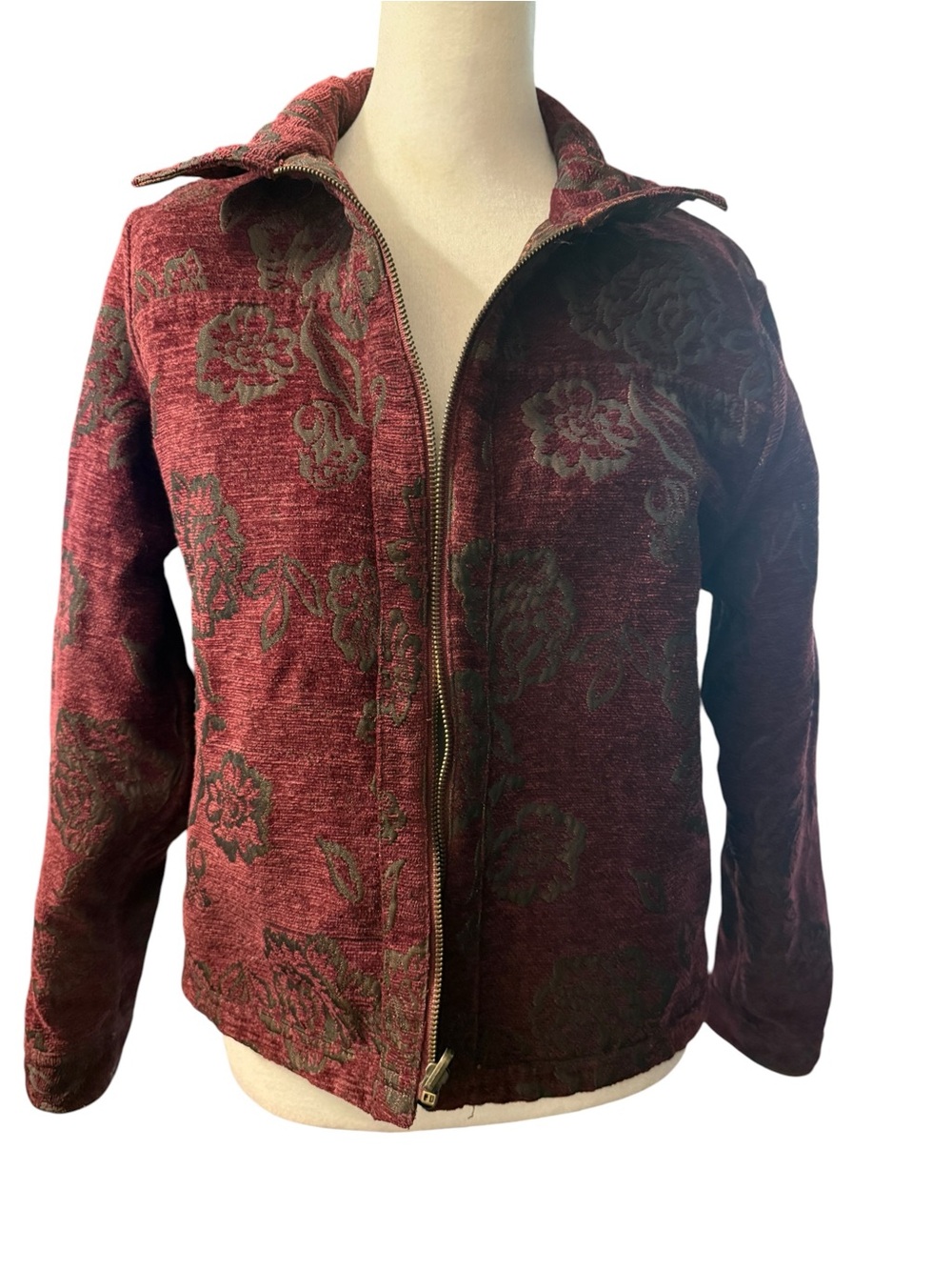 Women’s Reversible Floral Jacquard Zip-Front Jacket - Picture 3 of 7